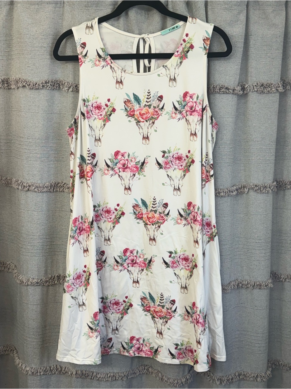 P.S. Kate - Woman's Longhorn Bull Sleeveless Floral Dress, Pockets - SIZE L